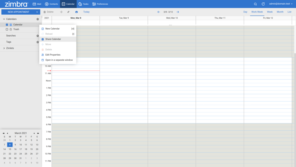Zimbra share calendar