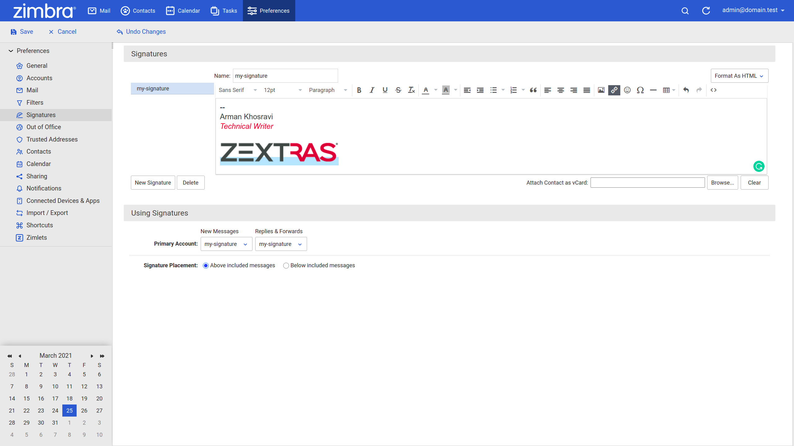 How to Set Up Email Signatures in Zimbra