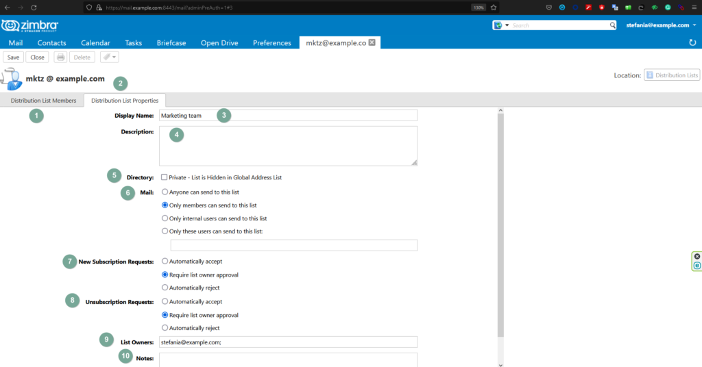 Settings policy in distribution list-3