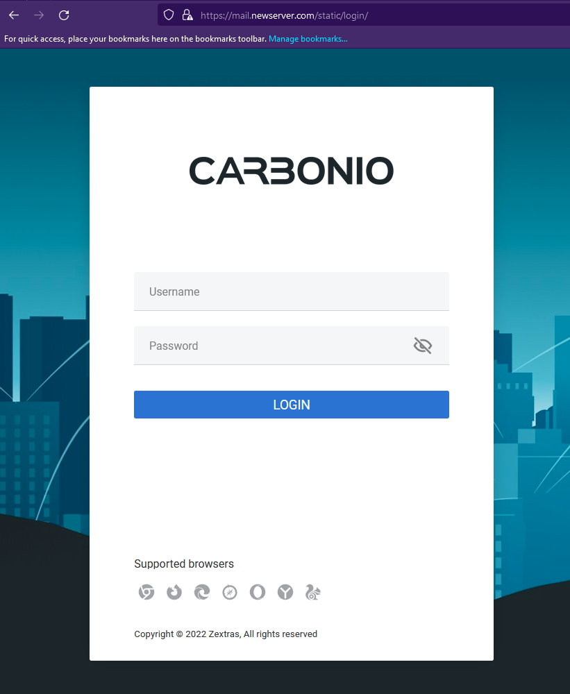 carbonio ce webmail login page