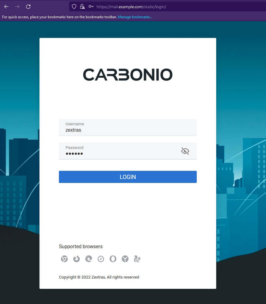 carbonio ce webmail login page