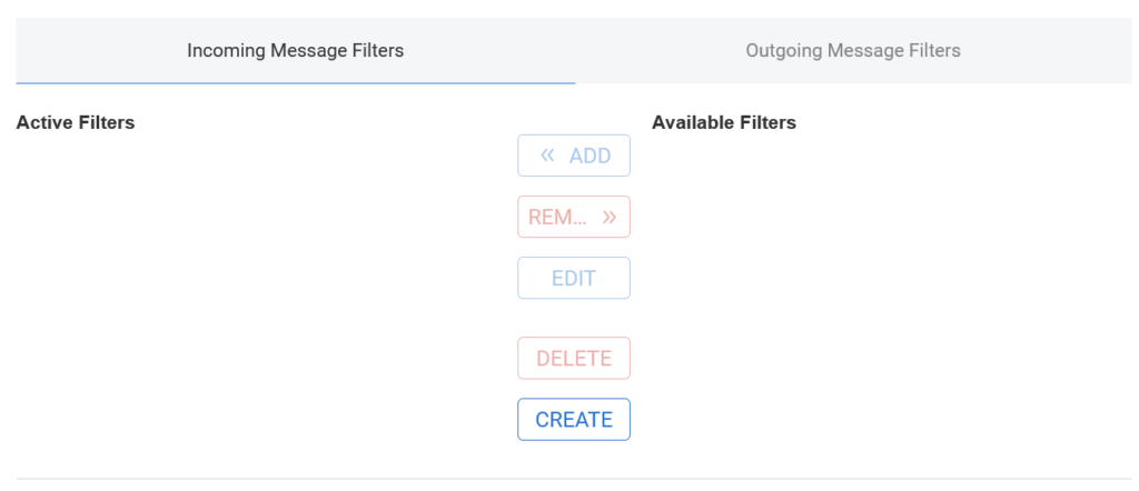 Carbonio CE user account settings - filters
