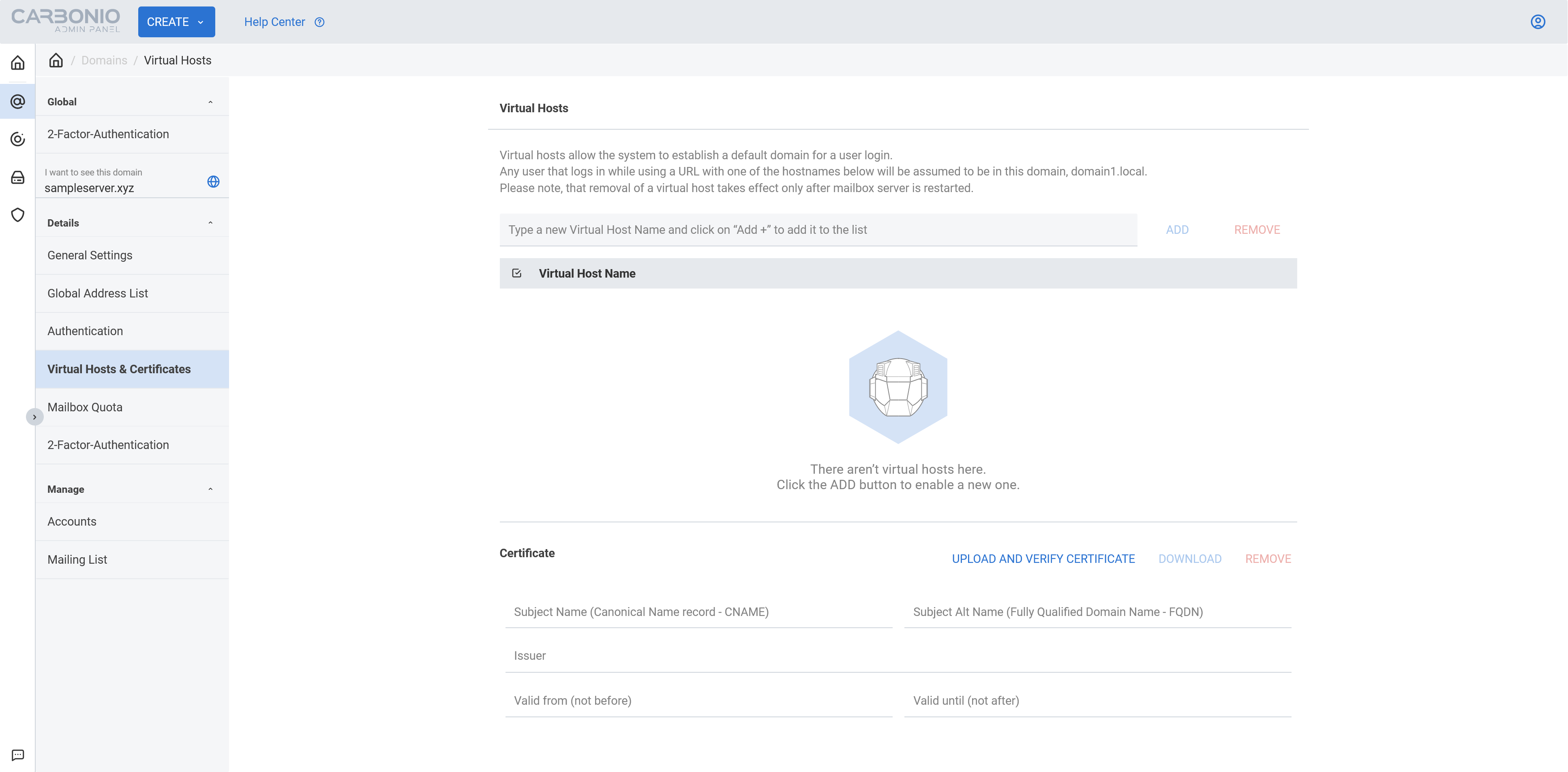 Carbonio CE Admin Panel