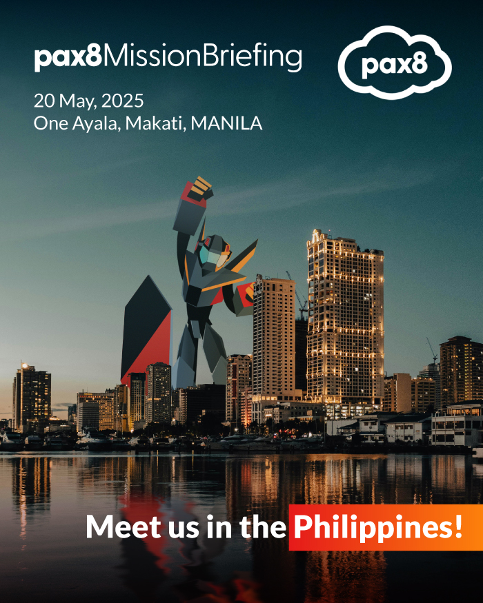 Carbonio robot standing triumphly on the skyline of Manila, Philippines, at night
